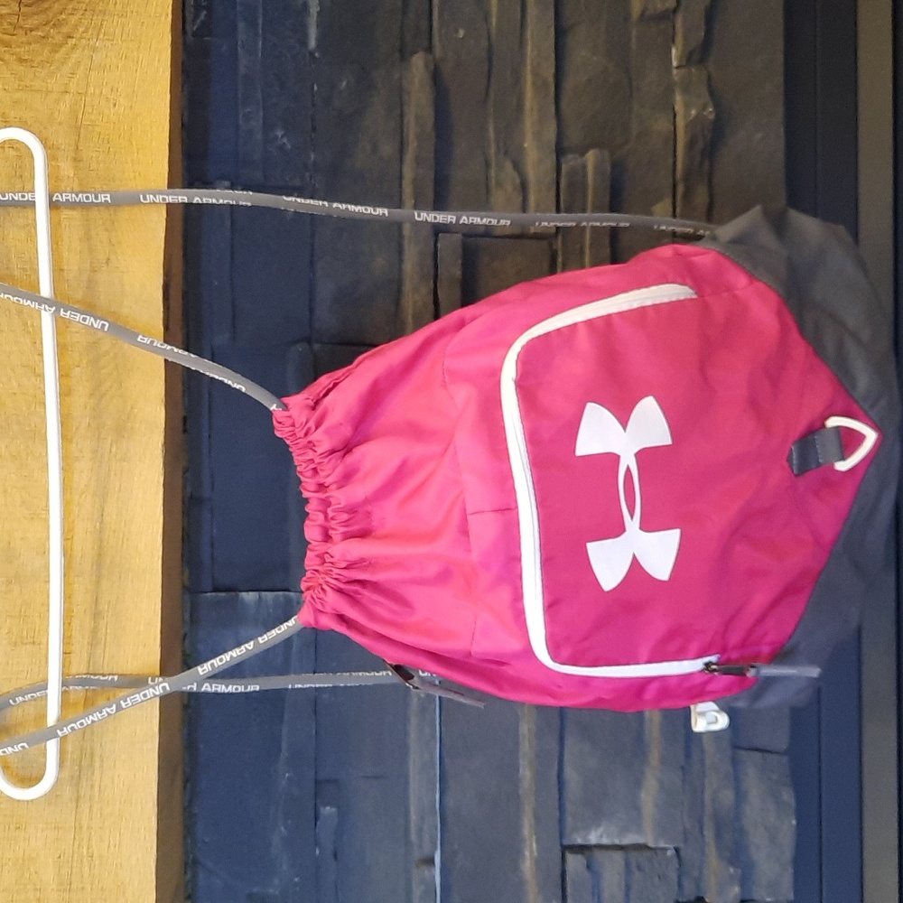 Under Armour pink bungee gym bag backpack with zipper pockets